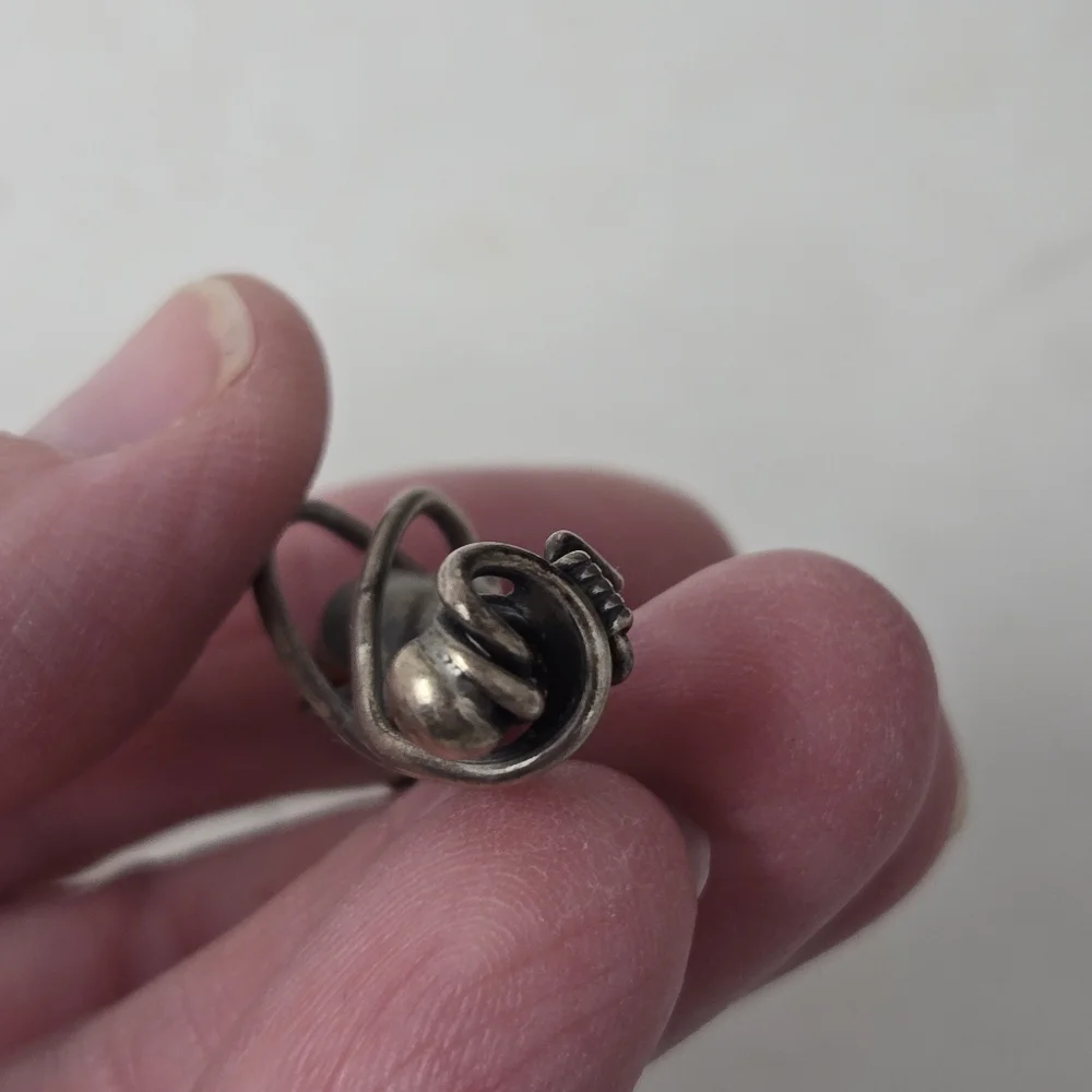 Vintage Sterling Silver 925 Baltic Amber 2” Calla Lily Floral Brooch Pin - Picture 7 of 11